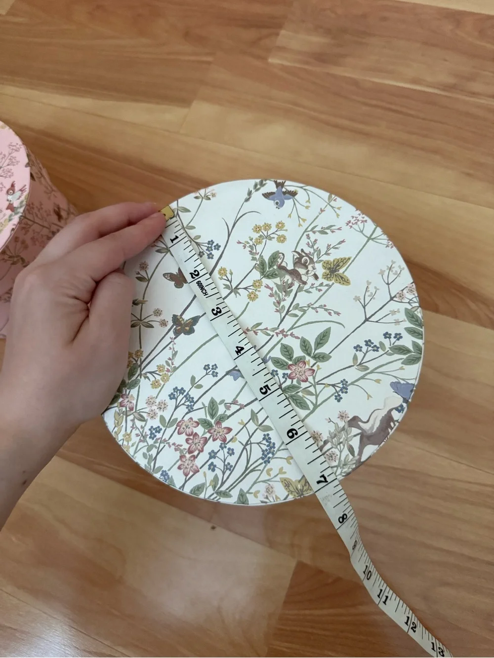 Disney x Sanderson Nesting Hat Boxes Set of 2 Woodland Floral Pink White